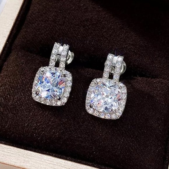 Jewelry - Fashion Silver Color Earrings for Women White Cubic Zirconia Earrings Jewelry